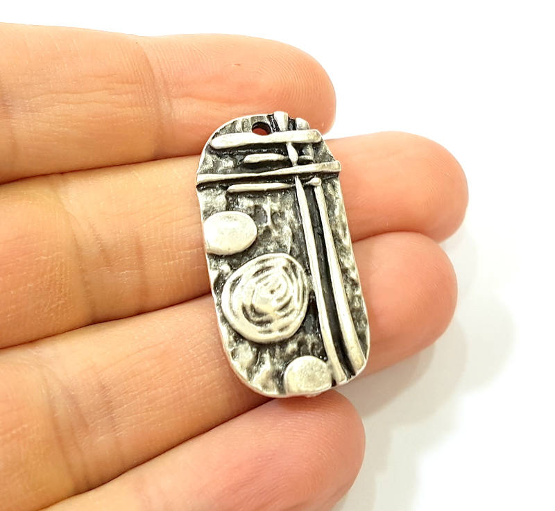 Silver Pendant Antique Silver Plated Pendants (35x18mm)  G7571