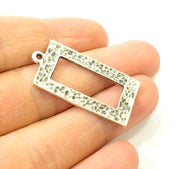 Silver Hammered Rectangle Charms Antique Silver Plated Rectangle Charms (37x17mm)  G7575