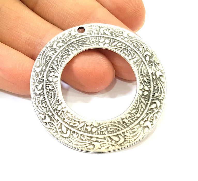 Silver Pendant Antique Silver Plated Pendant (50mm) G7576