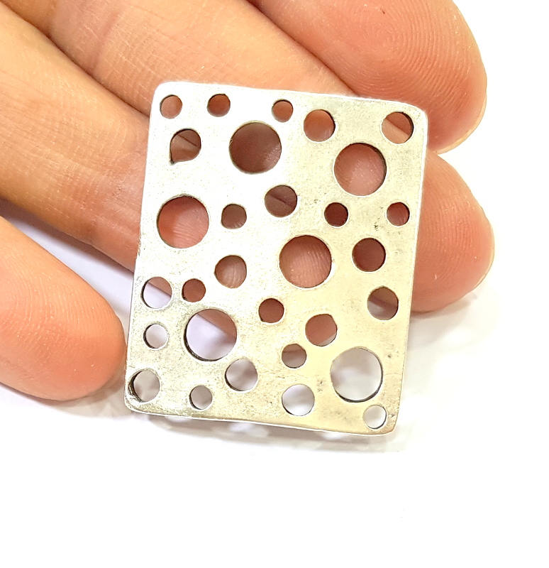 Silver Pendant Connector Antique Silver Plated Pendant (36x30mm) G7580