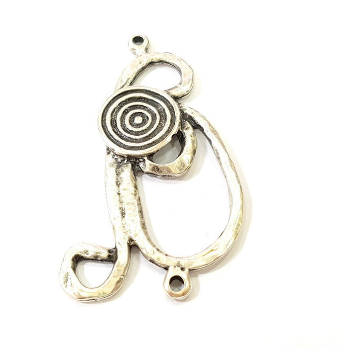 Silver Pendant Connector Antique Silver Plated Pendant (58x29mm) G7581