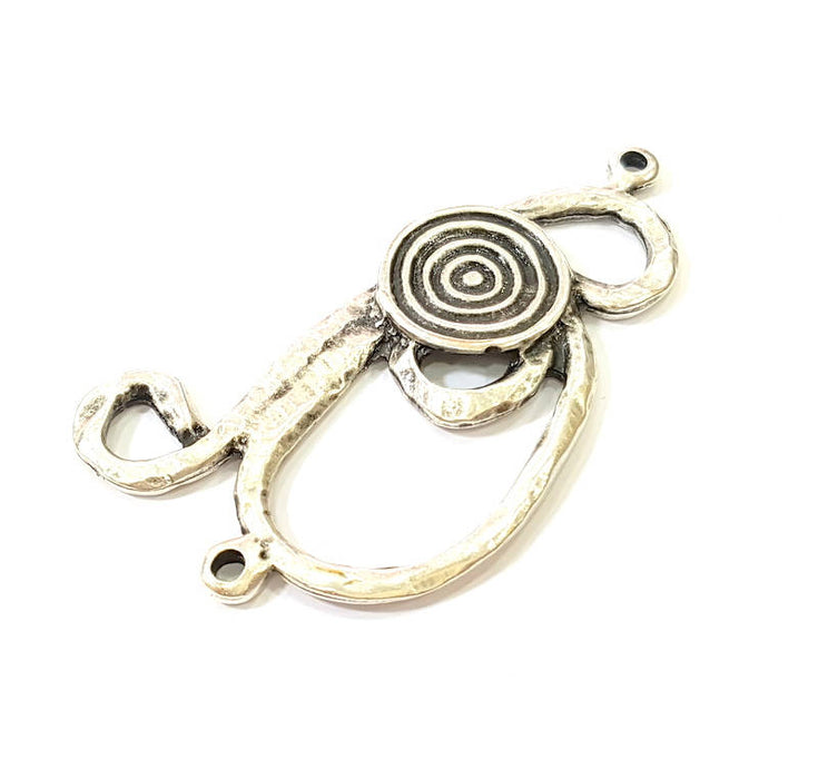 Silver Pendant Connector Antique Silver Plated Pendant (58x29mm) G7581