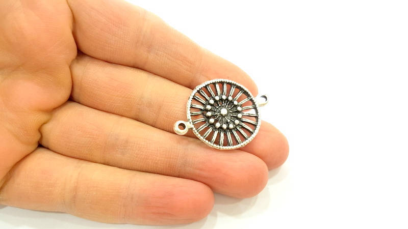 4 Silver Connector Pendant Antique Silver Plated Pendant Connector (37x27mm) G7541