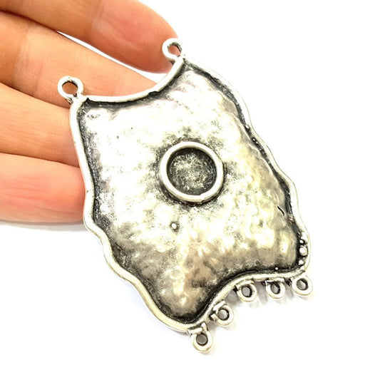Silver Pendant Antique Silver Plated Pendant Blank (77x50mm) G7583