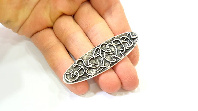 Silver Pendant Antique Silver Plated Pendants (63x20mm)  G7588