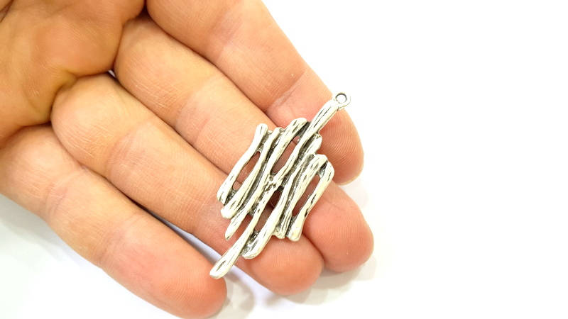 Silver Stick Charms Antique Silver Plated Stick Charm (53x20mm) G7589