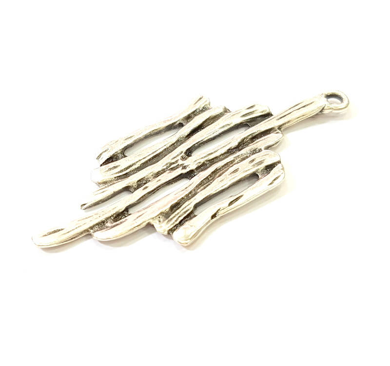 Silver Stick Charms Antique Silver Plated Stick Charm (53x20mm) G7589