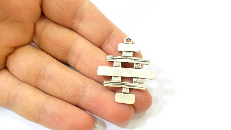 2 Silver Charms Antique Silver Plated Charms (39x32mm)  G8223