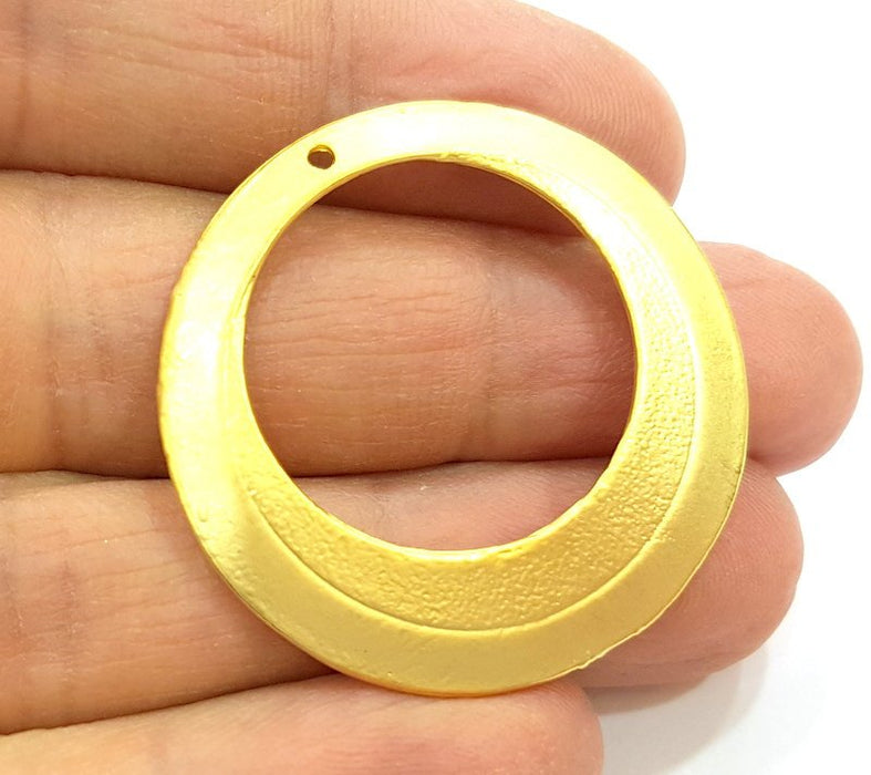 2 Circle Charms Gold Plated Pendant (37mm) G6850