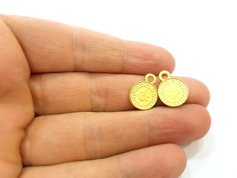 4 Gold Charms Gold Plated Ottoman Signature Charms  4 Pcs (13mm)  G6855