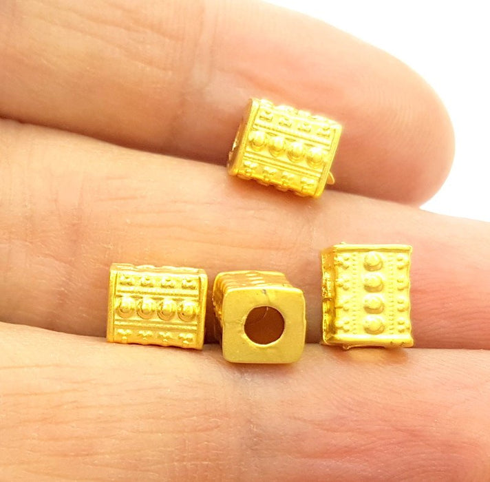 4 Gold Tube Beads Gold Plated Beads 8x6mm  G6860