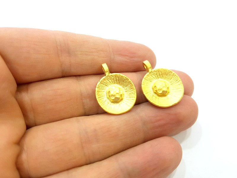 2 Gold Charm Gold Plated  Charms (18mm)  G6865