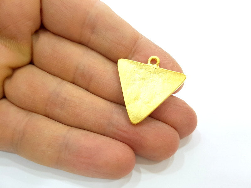 2 Gold Pendant Gold Plated Triangle Pendant (28mm)  G6869