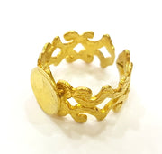 Raw Brass Ring Blank Bezel Settings Cabochon Base Mountings Adjustable (10mm blank ) G6877