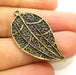 2 Antique Bronze Leaf Pendant   (40x22mm) G6880