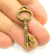 4 Key Charms Antique Bronze Charms (40x15mm) G6892