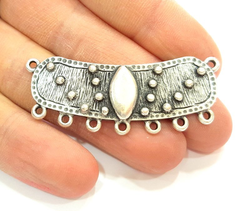 2 Triblal Pendant Connector Antique Silver Pendant (54x16mm) G6912