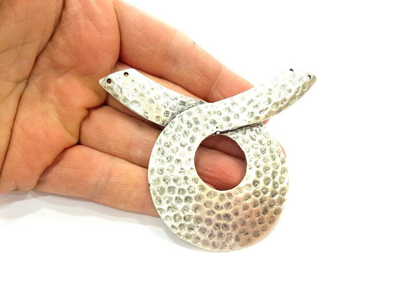 Silver Pendant Antique Silver Collar Pendants Antique Silver Plated Pendants (89x57mm)  G6918