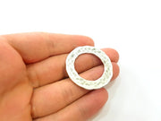 2 Silver Pendant Antique Silver Circle Pendants (38mm)  G6922