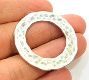 2 Silver Pendant Antique Silver Circle Pendants (38mm)  G6922