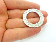 2 Silver Pendant Antique Silver Circle Pendants (38mm)  G6922