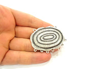 Spiral Pendant Connector Antique Silver Plated Pendant (56x22mm) G6926