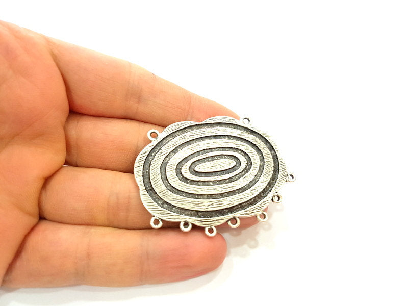 Spiral Pendant Connector Antique Silver Plated Pendant (56x22mm) G6926