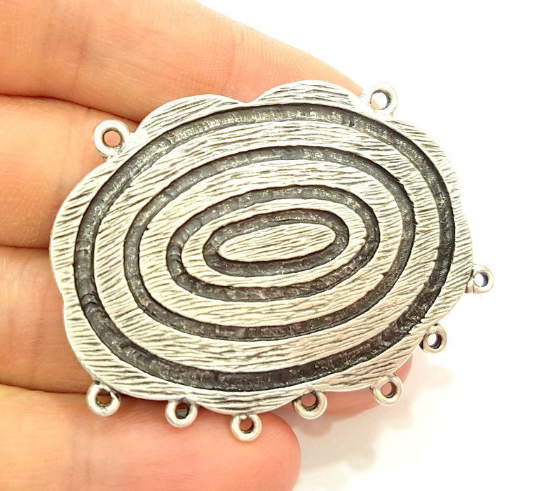 Spiral Pendant Connector Antique Silver Plated Pendant (56x22mm) G6926