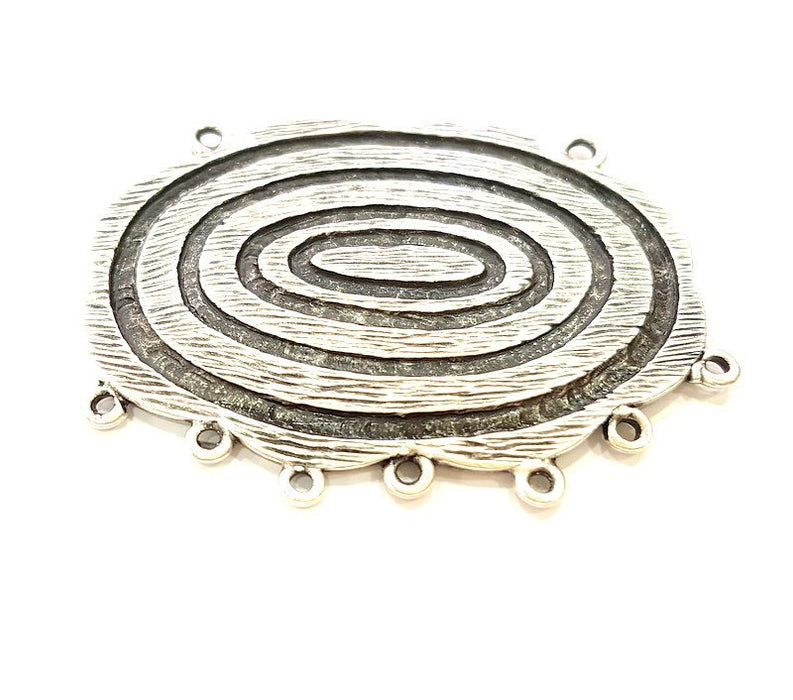 Spiral Pendant Connector Antique Silver Plated Pendant (56x22mm) G6926