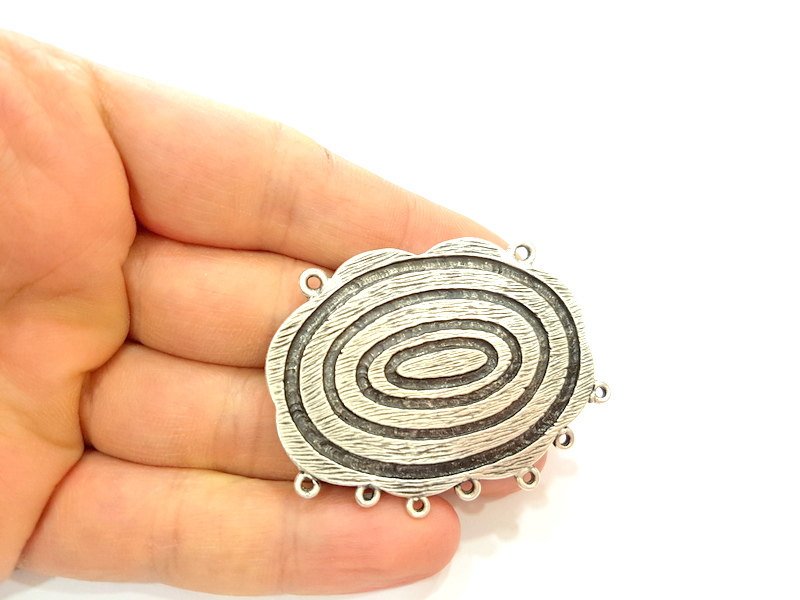 Spiral Pendant Connector Antique Silver Plated Pendant (56x22mm) G6926