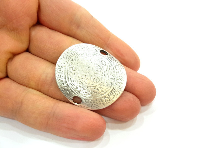 Silver Pendant Connector Antique Silver Plated Pendant (39x36mm) G6927