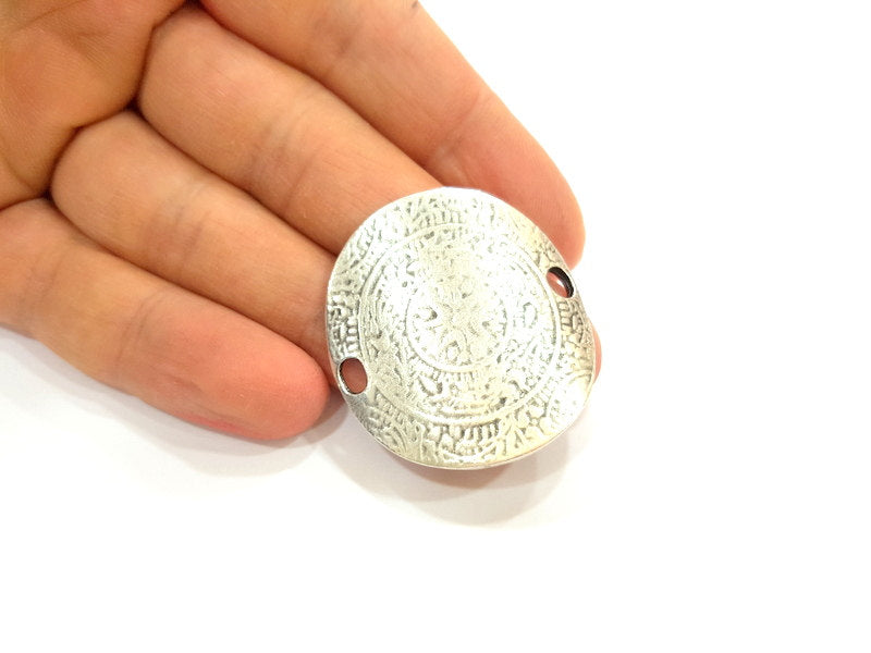 Silver Pendant Connector Antique Silver Plated Pendant (39x36mm) G6927