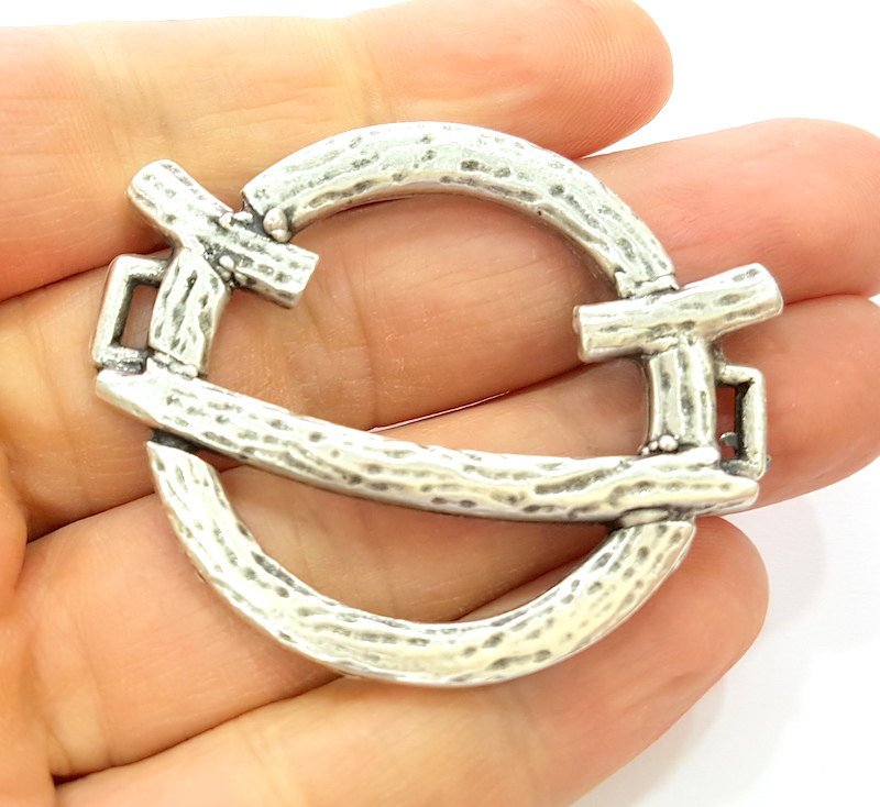 Silver Pendant Connector Antique Silver Plated Pendant (53x45mm) G9005