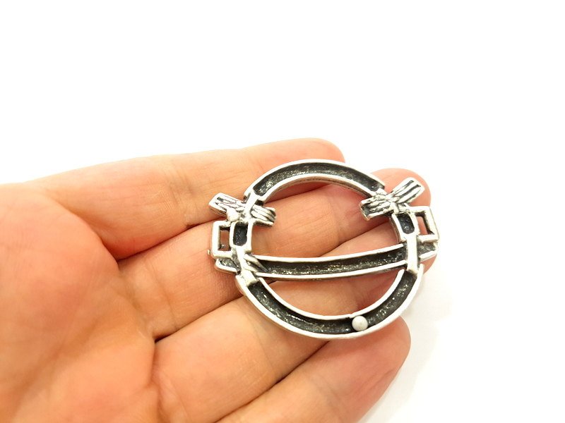 Silver Pendant Connector Antique Silver Plated Pendant (53x45mm) G9005
