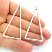 10 Antique Silver Plated Geometric Triangle Pendants (65x25mm) Antique Silver Plated Metal  G6094