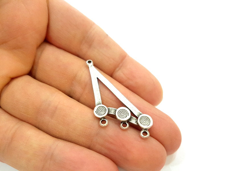 4 Silver Pendant Connector Antique Silver Pendants  (46x18mm)  G6931