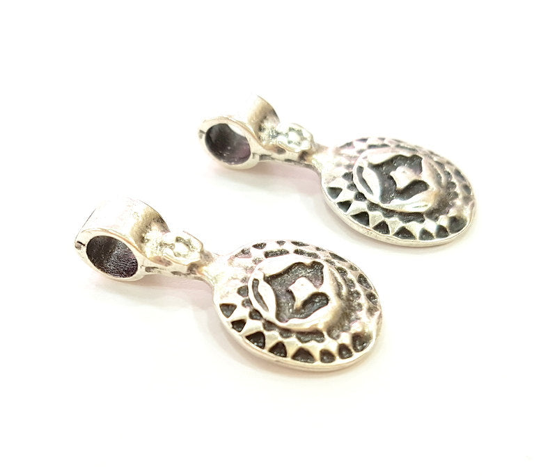 6 Tribal Charms Ethnic Charms Antique Silver Plated Charms (28x14mm) G6934