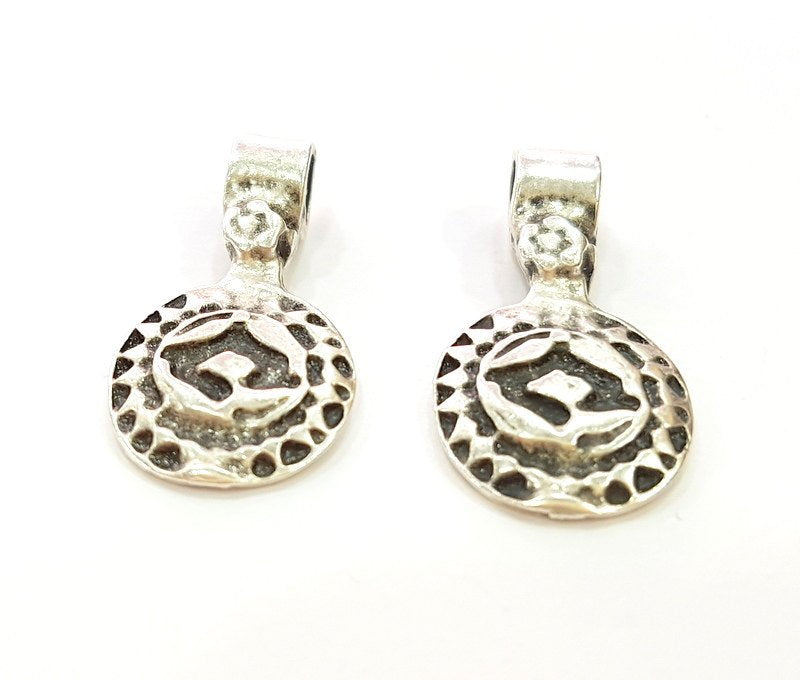 6 Tribal Charms Ethnic Charms Antique Silver Plated Charms (28x14mm) G6934