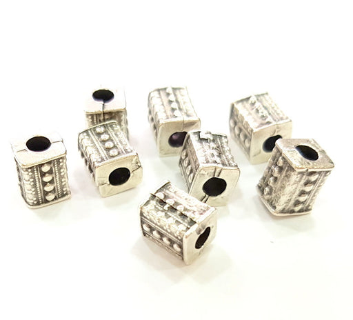 10 Square Beads Antique Silver Plated Beads 8x6mm  G15933
