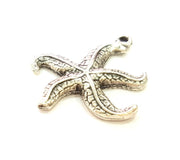2 Silver Charms Antique Silver Starfish Charms (28mm) G6937
