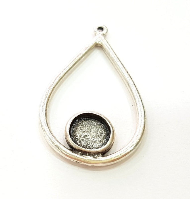 2 Silver Pendant Bezel Blank Earring Component Antique Silver Plated Blanks (10mm Blank) G9437