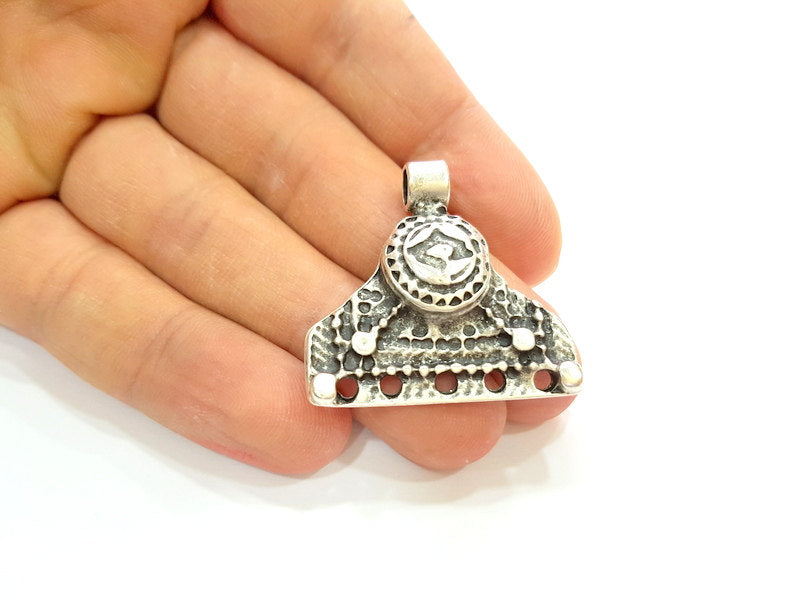 2 Silver Pendant Connector Antique Silver Plated Pendants (35x35mm)  G8291