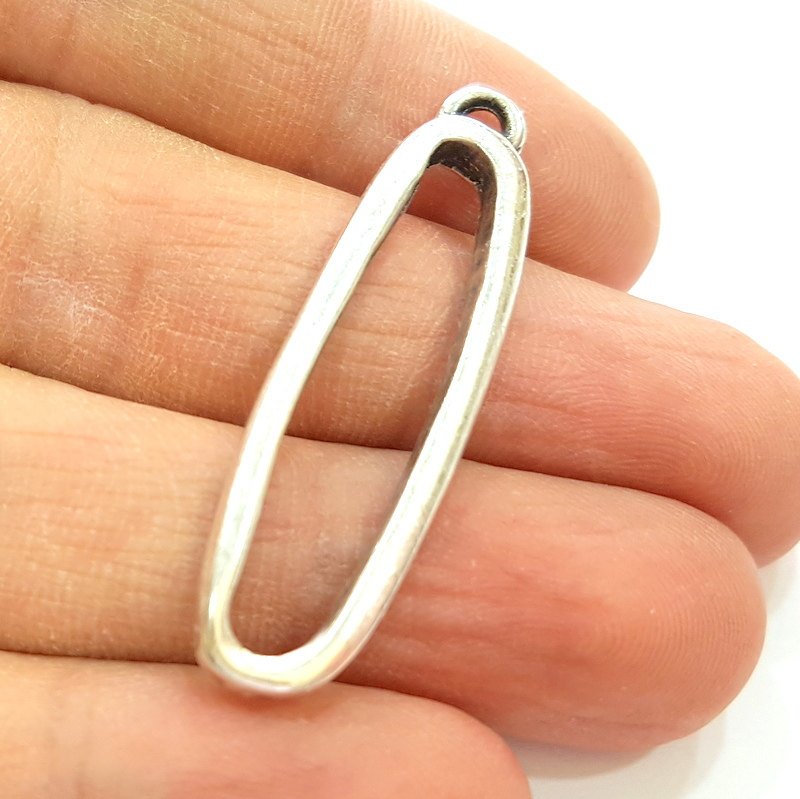 4 Silver Pendant Antique Silver Plated Pendant (44x13mm) G13929