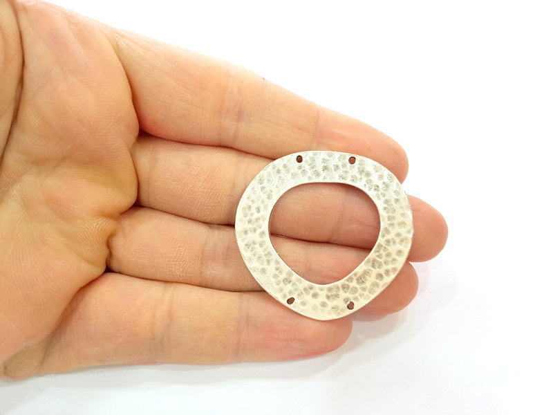 2 Silver Pendant Antique Silver Circle Pendants (43x41mm)  G8638