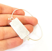 Bangle Blanks Bracelet Blanks Wire Bangle Blanks curved rectangle bar, Antique Silver Plated Brass G7610
