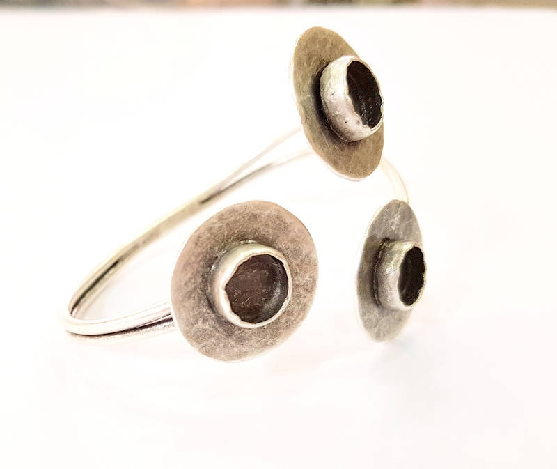 Bangle Blanks Bracelet Blanks Cuff Blanks Adjustable Antique Silver Plated Brass (3 Pcs 10mm Blanks ) G7611