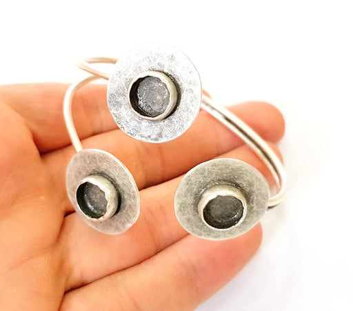 Bangle Blanks Bracelet Blanks Cuff Blanks Adjustable Antique Silver Plated Brass (3 Pcs 10mm Blanks ) G7611