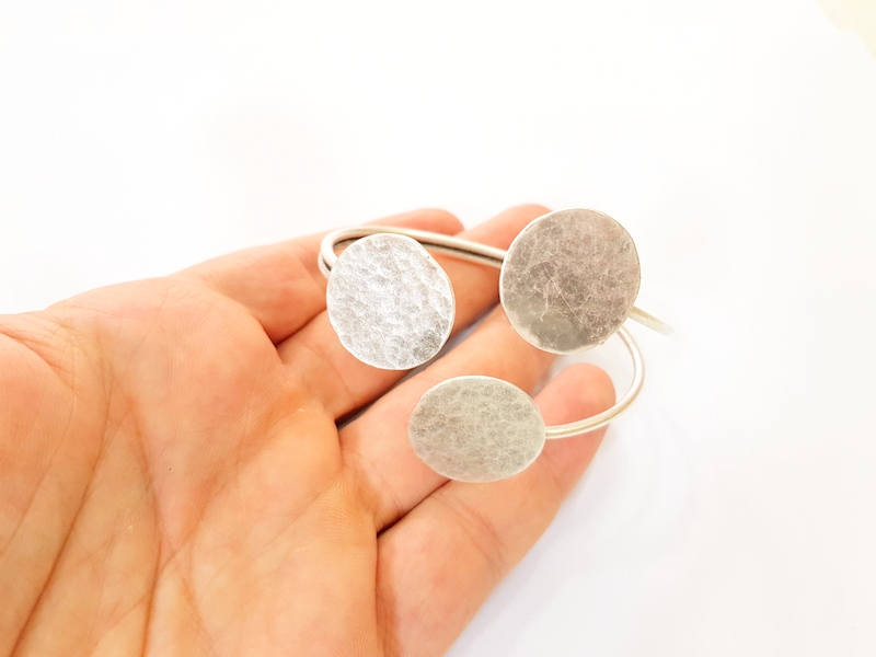 Bracelet Blanks Bangle Blanks Cuff Blanks Adjustable Bracelet Blank Antique Silver Plated Brass ( 3 Pcs 22mm Blanks ) G7618