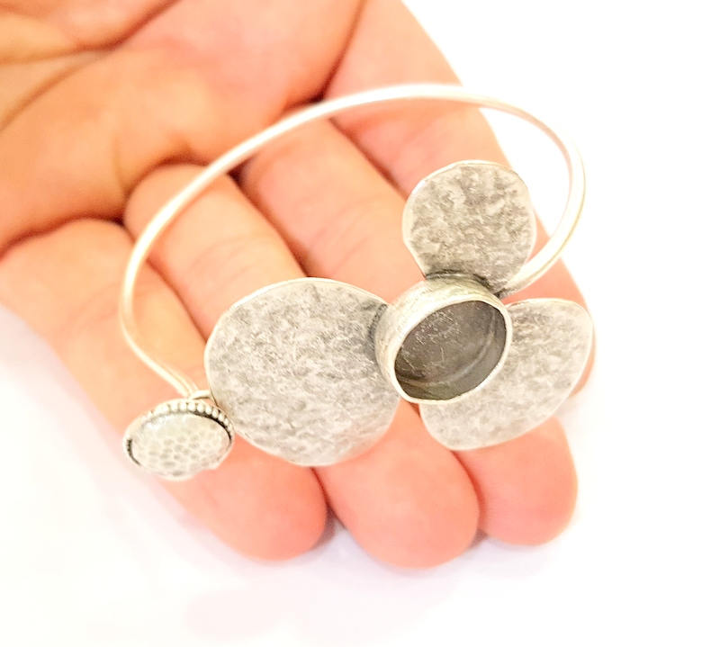Bracelet Blanks Bangle Blanks Cuff Blanks Adjustable Bracelet Blank Antique Silver Plated Brass ( 14mm Blanks ) G7619