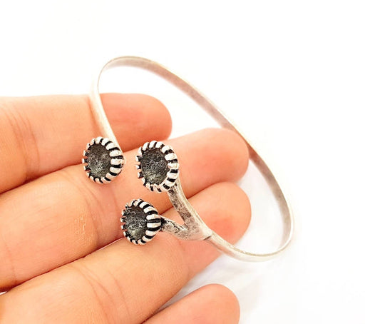 Bracelet Blanks Bangle Blanks Cuff Blanks Adjustable Bracelet Blank Antique Silver Plated Brass (3 Pcs 8mm Blanks ) G7620